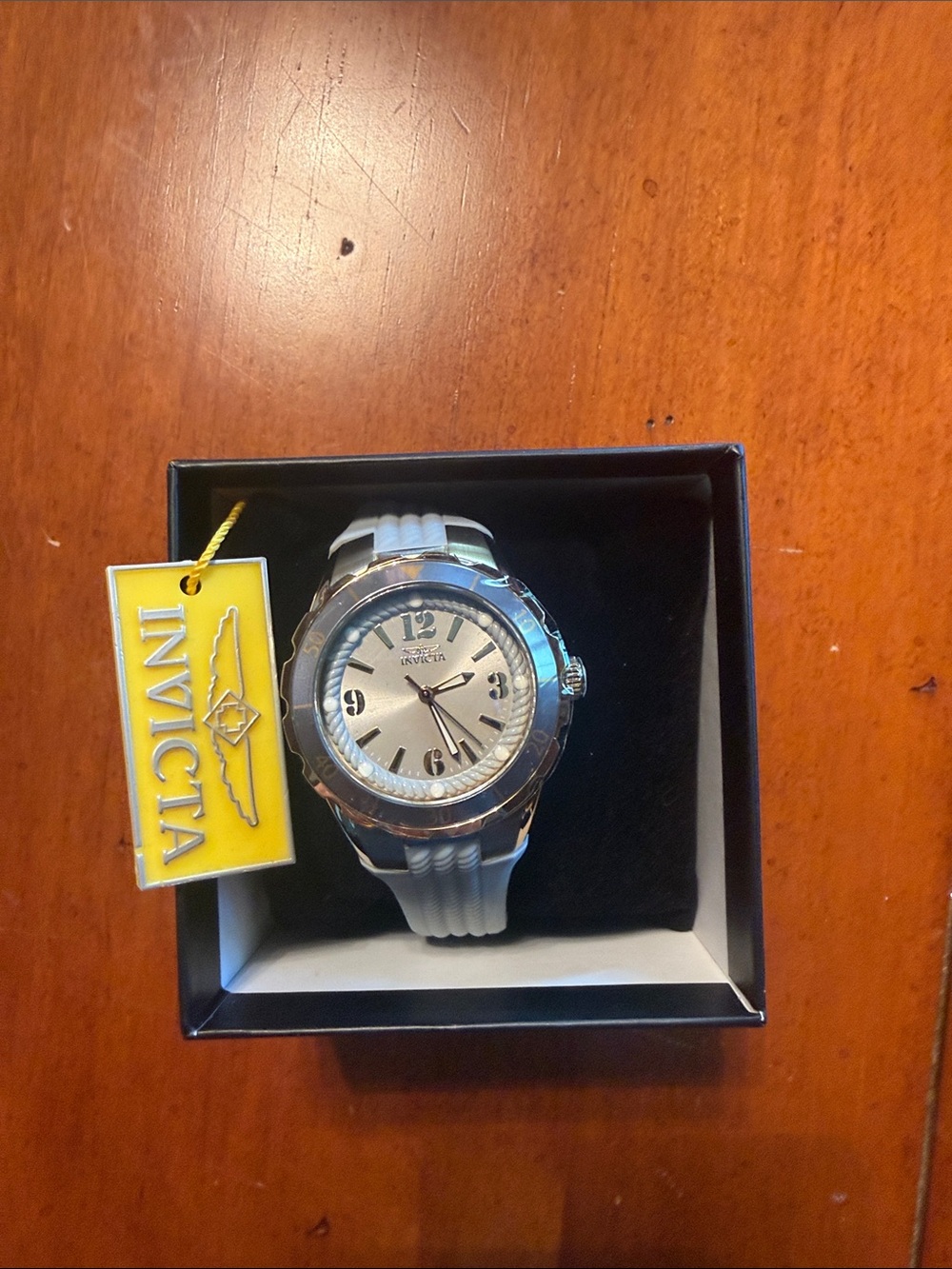 Invicta Woman’s  Silver Dial Watch with Grey Silicone Strap